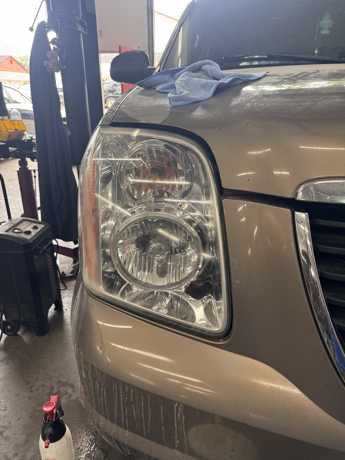 Clear headlight restoration after photo