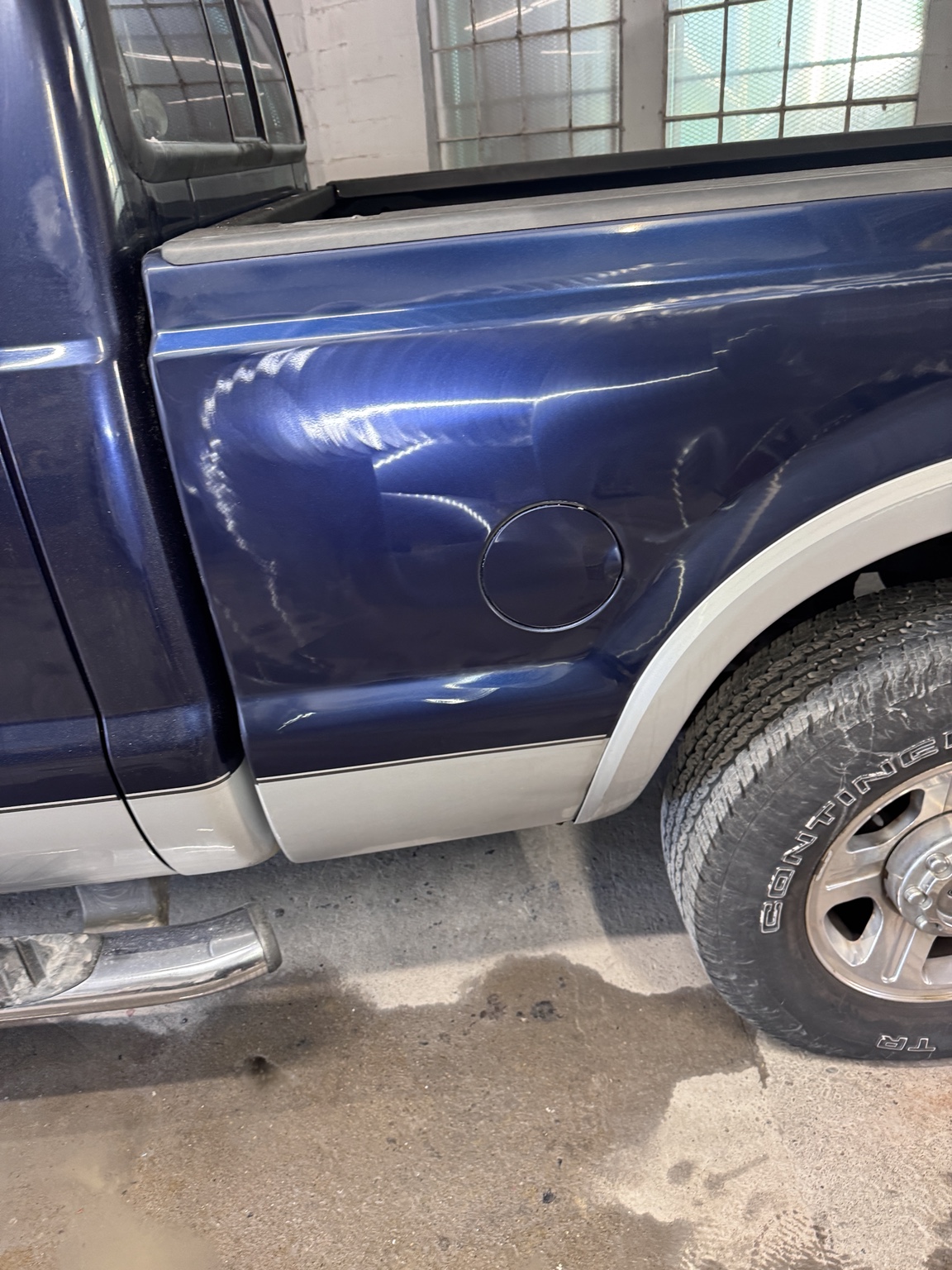 Blue truck paint before correction